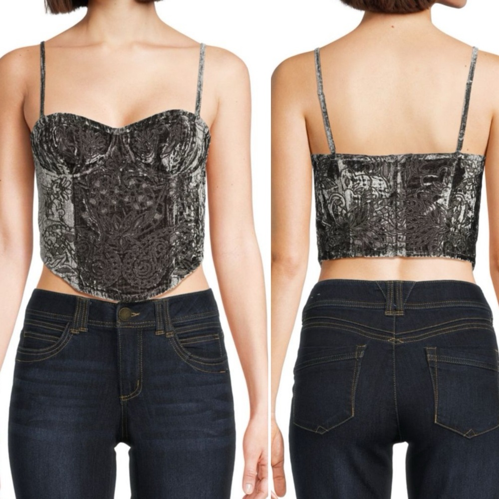 NEW Hemant & Nandita Paisley Velvet Corset in Grey, size S